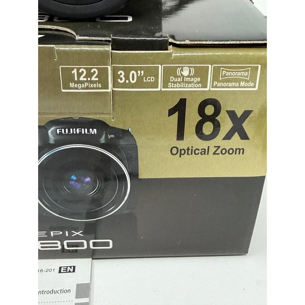 Fujifilm FinePix S1800 Digital Camera Black 12.2MP 18x Optical Zoom Bundle Box